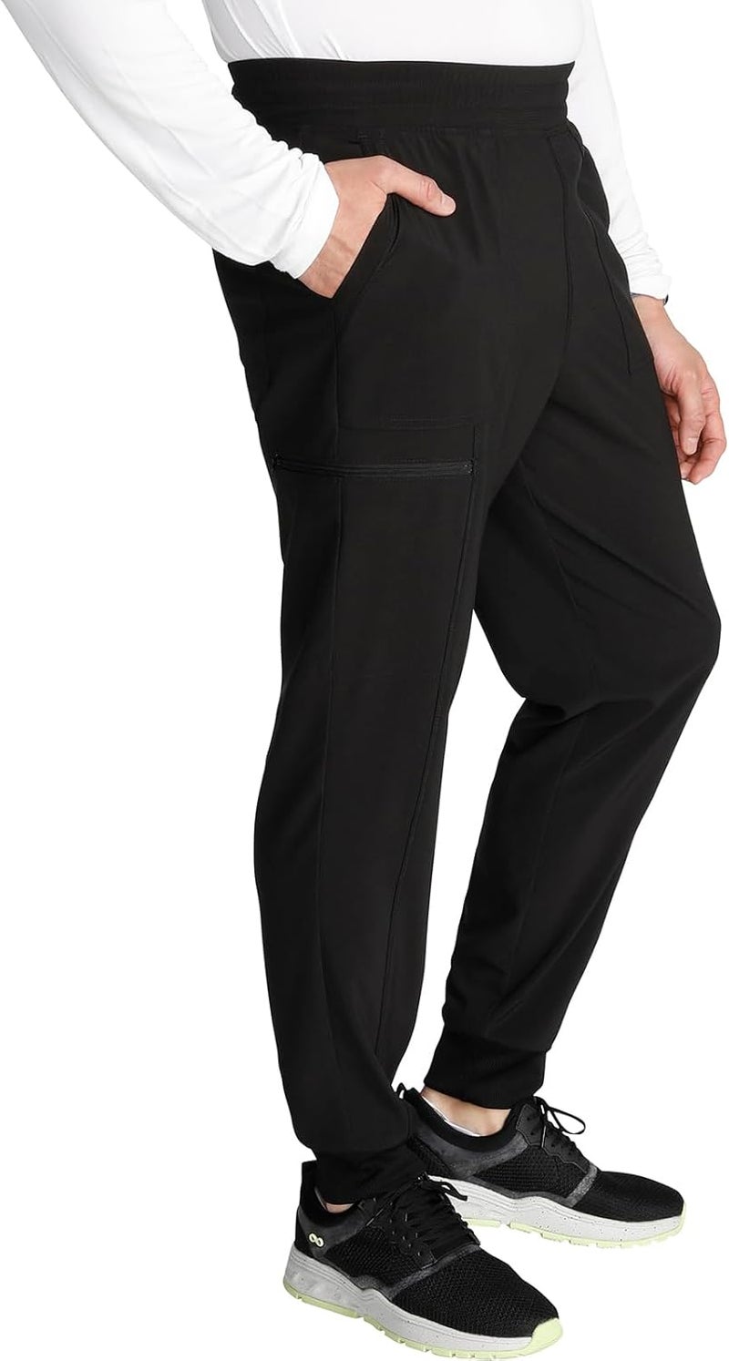 Cherokee Men's Pull-on Jogger with 5 Pockets, Elastic Waistband, Front Leg Seams and Rib-Knit Cuffs - CK224AS, S Short, Black - Image 3